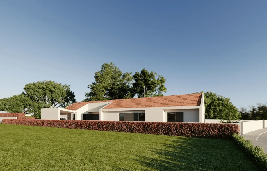Imagem 3D da moradia T3 da Quinta do Martinho, em Oiã, vista do jardim
